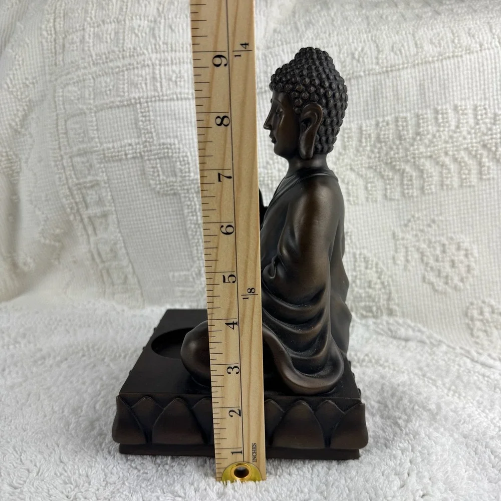 PartyLite Bronze Meditating Buddha Tealight Holder Zen Home Decor Altar Statue